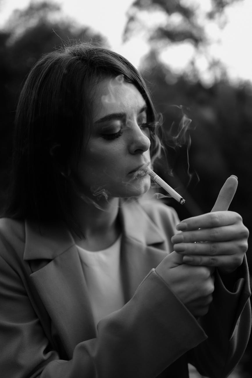 woman smoking cigarette